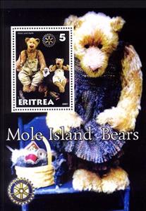 Souvenir Sheet, Mole Island Bears, Eritrea,  , Teddy Bears, Toys