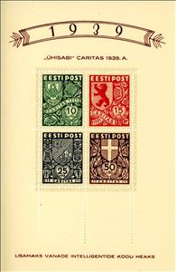 Souvenir Sheet, Coat of Arms (1939), Estonia,  , Coats of Arms