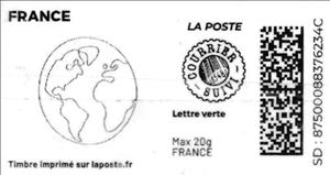 Stamp, Globe/Earth. Line Drawing. Redesign. without laposte logo, France,  , Globes