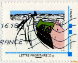 Stamp, Half Timbered House, Quatrans, Caen, France,  , Buildings, Houses