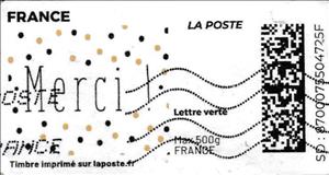 Stamp, Thanks. Merci 3. Redesign without laposte logo, France,  , Greetings, Special Occasions