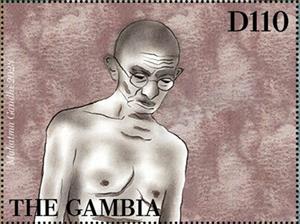 Stamp, Mahatma Gandhi (1869-1948), Gambia,  , Famous People, Independency Activists, Lawyers - Advocates, Nobel Laureates