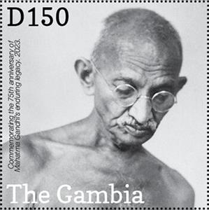 Stamp, Mahatma Gandhi (1869-1948), Gambia,  , Famous People, Independency Activists, Lawyers - Advocates, Nobel Laureates