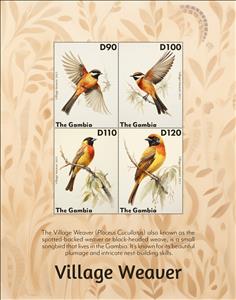 Mini Sheet, Village Weaver, Gambia,  , Animals (Fauna), Birds
