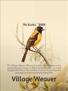 Souvenir Sheet, Village Weaver, Gambia,  , Animals (Fauna), Birds