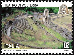 Stamp, Roman Theater of Volterra, Italy,  , Archaeology, Ruins, Theatre