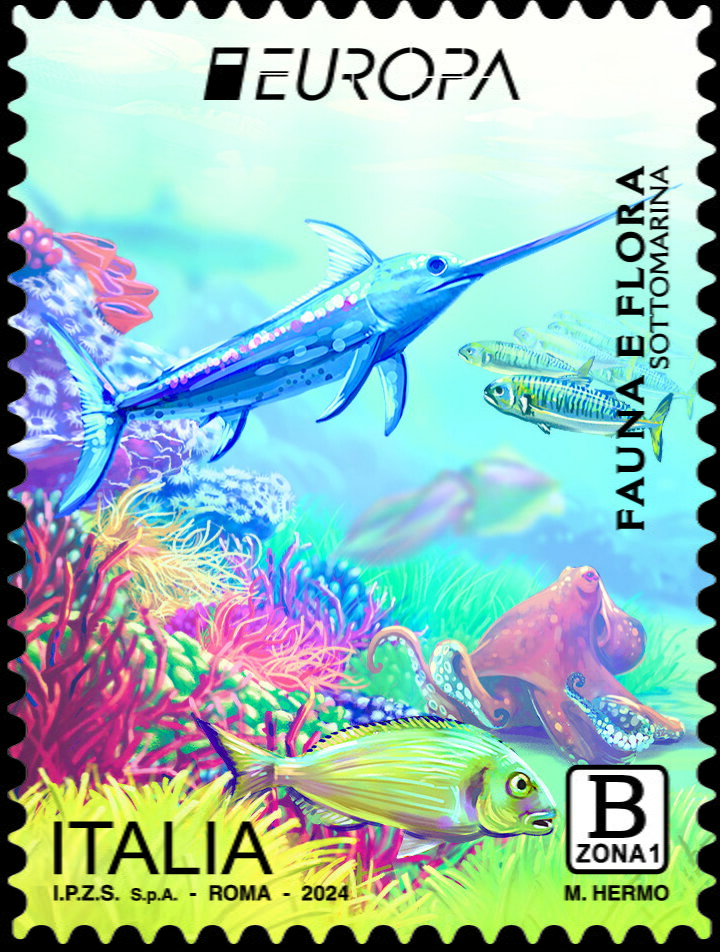 Sea Life Under Water including Swordfish