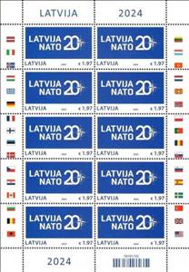 Full Pane, Latvia in NATO, 20 Years, Latvia,  , Anniversaries and Jubilees, N.A.T.O.