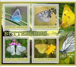 Mini Sheet, Fauna Butterflies, Maldives,  , Animals (Fauna), Butterflies and Moths, Insects