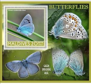 Souvenir Sheet, Fauna Butterflies, Maldives,  , Animals (Fauna), Butterflies and Moths, Insects