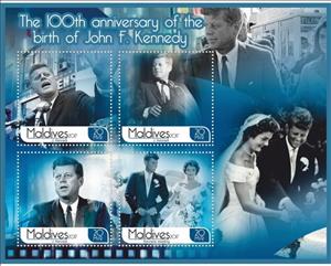 Mini Sheet, Great People 100th anniversary of the birth of John Kennedy, Maldives,  , Famous People, Heads of State, Weddings
