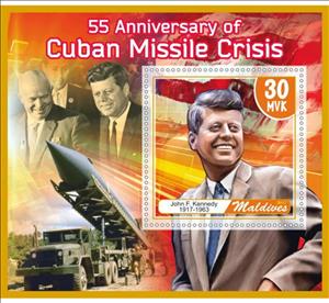 Souvenir Sheet, Great People 55 anniversary of Cuban missile crisis, Maldives,  , Famous People, Heads of State, Weapons