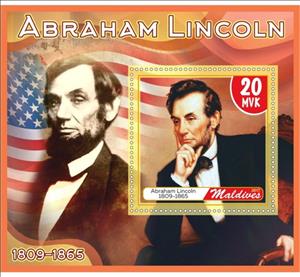 Souvenir Sheet, Great People Abraham Lincoln, Maldives,  , Famous People, Heads of State