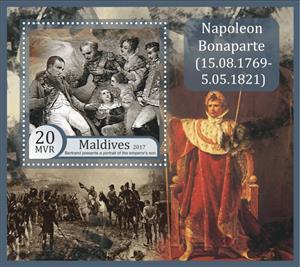 Souvenir Sheet, Great People Napoleon Bonaparte, Maldives,  , Emperors, Famous People, Heads of State