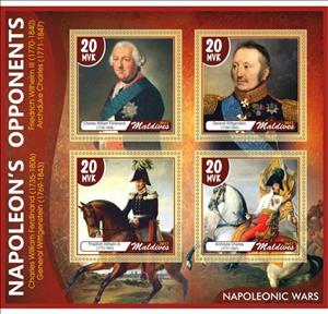 Mini Sheet, Great People Napoleonic Wars Napoleon's opponents, Maldives,  , Military Officers