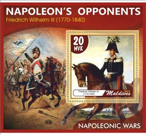 Souvenir Sheet, Great People Napoleonic Wars Napoleon's opponents, Maldives,  , Equestrianism and horse riding, Military Officers