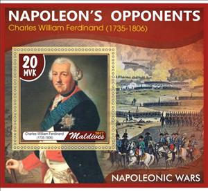 Souvenir Sheet, Great People Napoleonic Wars Napoleon's opponents, Maldives,  , Military Officers