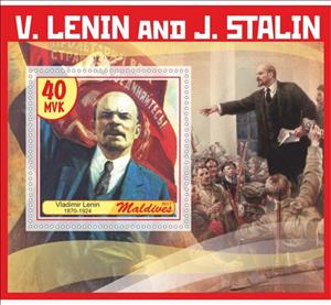 Souvenir Sheet, Great People Vladimir Lenin and Joseph Stalin, Maldives,  , Famous People, Heads of State