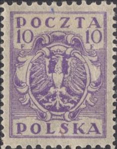 Stamp, Eagle on a baroque shield, Poland,  