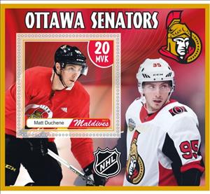 Souvenir Sheet, Sport NHL Ottawa Senators, Maldives,  , Ice Hockey, Sports
