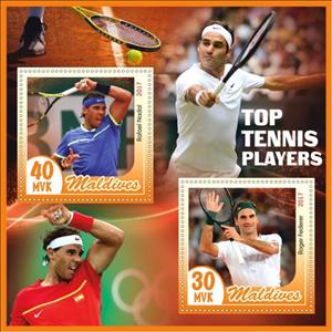 Mini Sheet, Sport Top Tennis players, Maldives,  , Sports, Tennis