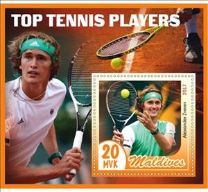 Souvenir Sheet, Sport Top Tennis players, Maldives,  , Sports, Tennis