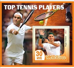 Souvenir Sheet, Sport Top Tennis players, Maldives,  , Sports, Tennis