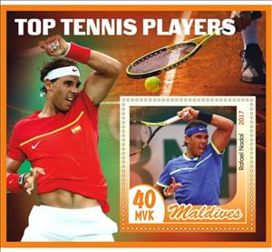 Souvenir Sheet, Sport Top Tennis players, Maldives,  , Sports, Tennis