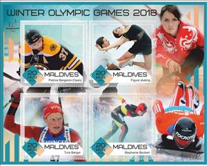 Mini Sheet, Sports Winter Olympic Games PyeongChang 2018, Maldives,  , Olympic Games, Sports