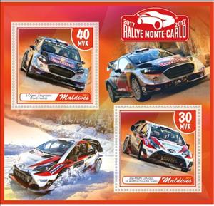 Mini Sheet, Transport Rallye Monte-Carlo, Maldives,  , Cars, Motor Racing, Racing Cars