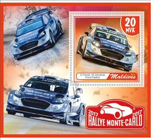 Souvenir Sheet, Transport Rallye Monte-Carlo, Maldives,  , Cars, Motor Racing, Racing Cars