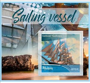 Souvenir Sheet, Transport Sailing vessel, Maldives,  , Sailing Ships, Ships