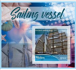 Souvenir Sheet, Transport Sailing vessel, Maldives,  , Sailing Ships, Ships