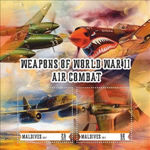 Mini Sheet, Weapons of World War II Air Combat, Maldives,  , Aircraft