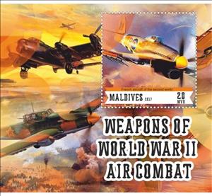 Souvenir Sheet, Weapons of World War II Air Combat, Maldives,  , Aircraft