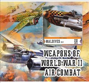 Souvenir Sheet, Weapons of World War II Air Combat, Maldives,  , Aircraft