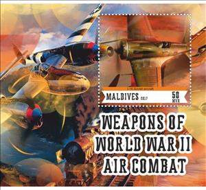 Souvenir Sheet, Weapons of World War II Air Combat, Maldives,  , Aircraft