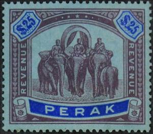Stamp, Asian Elephant (Elephas maximus) with Howdah, Perak,  , Animals (Fauna), Elephants, Mammals
