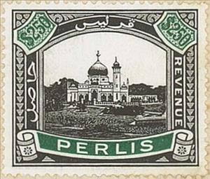 Stamp, Alwi Mosque, Kangar, Perlis,  , Architecture, Buildings, Mosques, Muslim