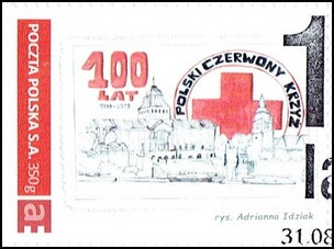 Stamp, 100 years 1919-2019 Polish Red Cross drawing by Adrianna Idz, Poland,  , Red Cross and Red Crescent