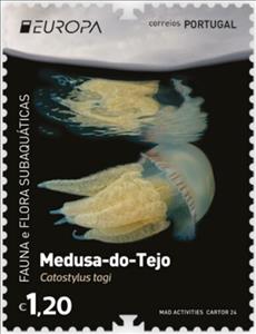 Stamp, Portuguese Blubber Jelly (Catostylus tagi), Portugal,  , C.E.P.T. / Europe, Jellyfish