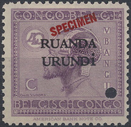 Head-dress of Ubangi man overprinted