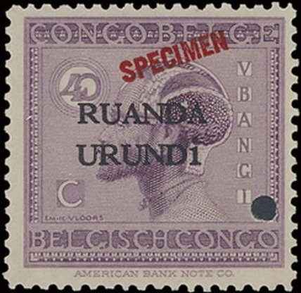 Head-dress of Ubangi man overprinted