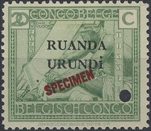 Stamp, Weaving - indigenous crafts/skills overprinted, Ruanda-Urundi,  , Crafts, Textile Industry