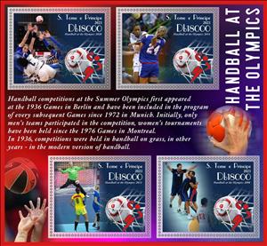 Mini Sheet, Handball at the Olympics, São Tomé and Príncipe,  , Handball, Olympic Games, Sports