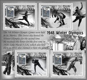 Mini Sheet, Winter Olympics in 1948, São Tomé and Príncipe,  , Olympic Games, Winter Sports