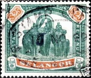 Stamp, Asian Elephant (Elephas maximus) with Howdah, Selangor,  , Animals (Fauna), Elephants, Mammals