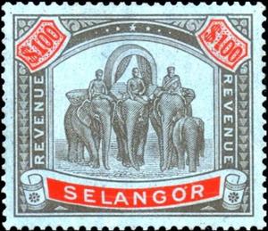 Stamp, Asian Elephant (Elephas maximus) with Howdah, Selangor,  , Animals (Fauna), Elephants, Mammals