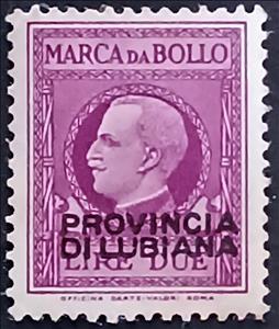Stamp, King Victor Emmanuel III overprinted PROVINCIA DI LUBIANA, Slovenia, It. Occ. of Ljubljana,  , Heads of State, Kings, Royalty, Wreaths