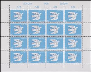 Full Pane, Heads & Peace Dove, Switzerland,  , Animals (Fauna), Birds, C.E.P.T. / Europe, Peace Doves, Pigeons, Stylized Animals